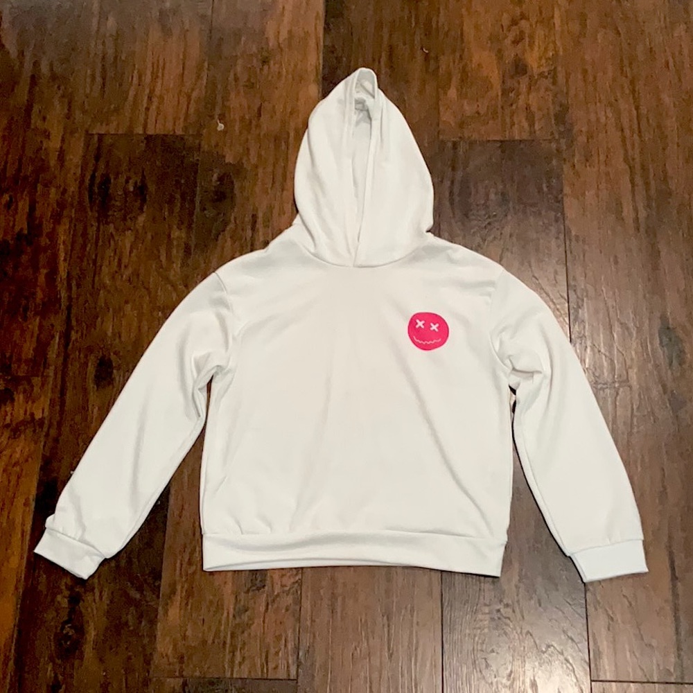 Pink and white sweater. Comfy and soft. On back “ Everything will be okay”.